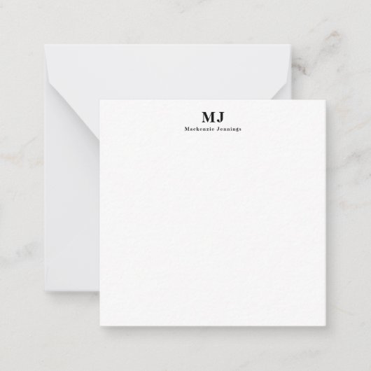 Elegante typografie met monogram notitiekaartje (Voorkant)