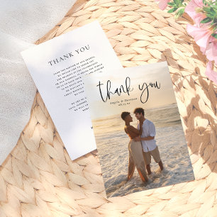 Elegante typografie Minimaal foto-huwelijk Bedankkaart