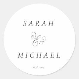 Elegante typografie Moderne bruiloft Ronde Sticker