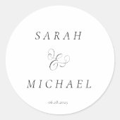 Elegante typografie Moderne bruiloft Ronde Sticker (Voorkant)