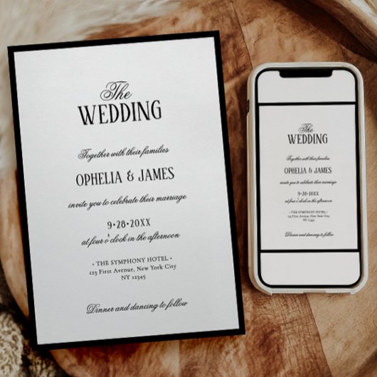 Elegante Typografie Moderne Zwart-wit bruiloft Kaart