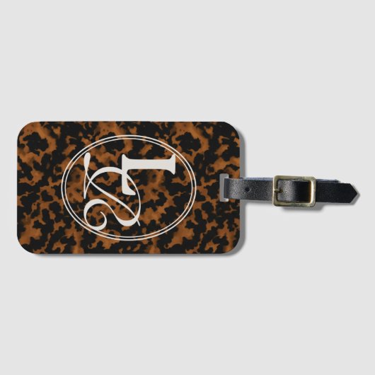 Elegante typografie Monogram Schildpad Bagagelabel (Voorkant (horizontaal))