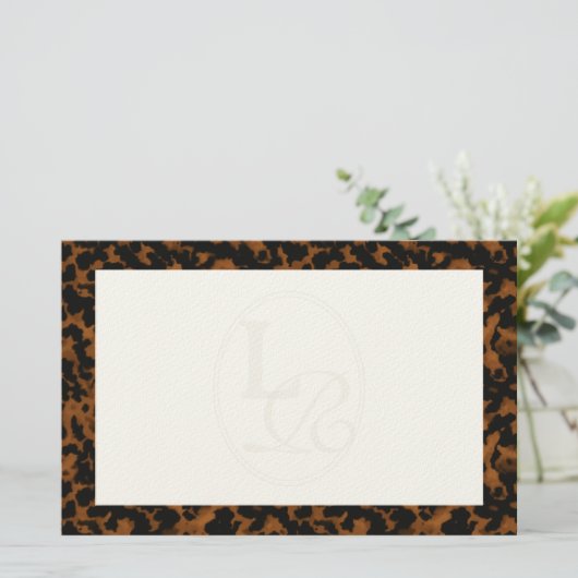 Elegante typografie Monogram Schildpad Briefpapier (Staand voorkant)