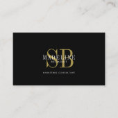 Elegante Typografie Monogram Zwart Goud QR-code Visitekaartje (Voorkant)