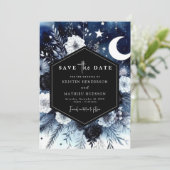 Elegante typografie Moonlit Wedding Save The Date (Staand voorkant)