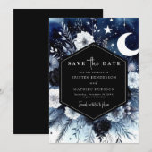 Elegante typografie Moonlit Wedding Save The Date (Voorkant / Achterkant)