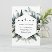 Elegante Typografie Mountain Wedding Save The Date (Staand voorkant)