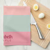 Elegante Typografie Naam Beste Gestreepte Sjabloon Theedoek (Quarter Fold)