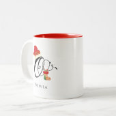 Elegante Typografie Naam Initiaal Letter O Christm Tweekleurige Koffiemok (Voorkant links)