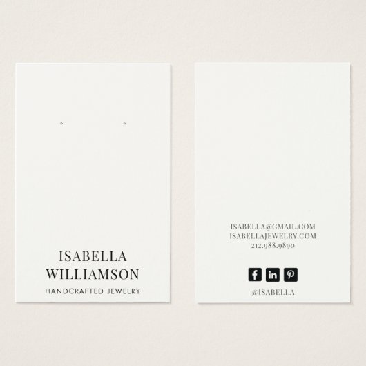 Elegante Typografie Oorbel Sieraden Display Kaart (Voorkant /achterkant)