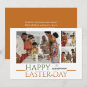 elegante Typografie Pasen familie drie foto Feestdagenkaart (Voorkant / Achterkant)