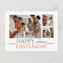 elegante Typografie Pasen familie drie foto Feestdagenkaart