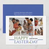 elegante Typografie Pasen familie drie foto Feestdagenkaart (Voorkant / Achterkant)