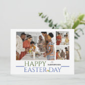 elegante Typografie Pasen familie drie foto Feestdagenkaart (Staand voorkant)
