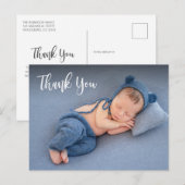 Elegante Typografie Pasgeboren Baby Foto Dank u Briefkaart (Voorkant / Achterkant)