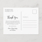 Elegante Typografie Pasgeboren Baby Foto Dank u Briefkaart (Achterkant)