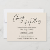 Elegante typografie Planwijziging Roomkleurige kaa Kaart (Voorkant)