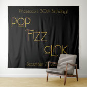 Elegante Typografie Pop Fizz Clink Verjaardag Wandkleed (In Situ (horizontaal))