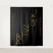 Elegante Typografie Pop Fizz Clink Verjaardag Wandkleed (Voorkant)