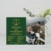 Elegante Typografie Recht School Afstudeerfeest FO Folie Uitnodiging (Staand Voorkant)