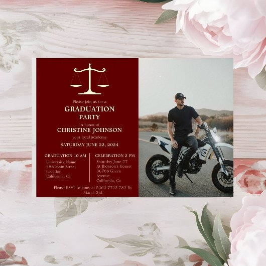 Elegante Typografie Recht School Afstudeerfeest Folie Uitnodiging