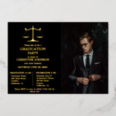 Elegante Typografie Recht School Afstudeerfeest Folie Uitnodiging (Voorkant)