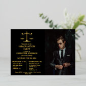 Elegante Typografie Recht School Afstudeerfeest Folie Uitnodiging (Staand Voorkant)