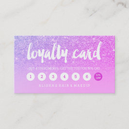 elegante typografie roze glitter loyaliteitenkaart klantenkaartje