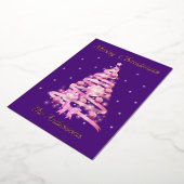 Elegante Typografie Roze Kerstmis Naam Folie Feestdagenkaart (Gedraaid)