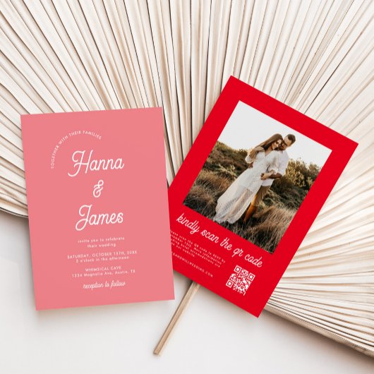 Elegante Typografie Roze Retro Bruiloft Kaart