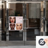 Elegante typografie Roze Roze 3 Foto Logo Make-up Raamsticker (Kantoordeur)