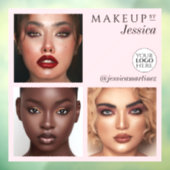 Elegante typografie Roze Roze 3 Foto Logo Make-up Raamsticker (Vel 3)