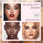 Elegante typografie Roze Roze 3 Foto Logo Make-up Raamsticker (Vel 2)