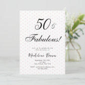 Elegante Typografie Roze Zwart Stippen 50ste Verja Kaart (Staand voorkant)