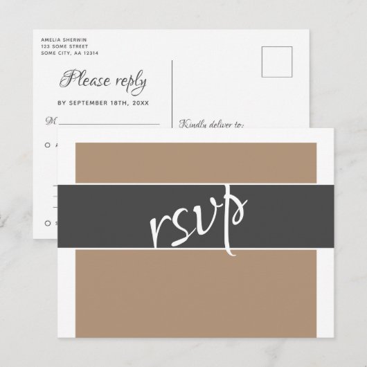 Elegante Typografie RSVP Menu Kies bruiloft Kaart (Voorkant / Achterkant)