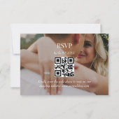 Elegante typografie RSVP QR Code 2 foto's bruiloft Kaart (Achterkant)