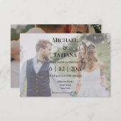 Elegante typografie RSVP QR Code 2 foto's bruiloft Kaart (Voorkant / Achterkant)