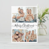 Elegante Typografie Rustiek 3 Multi Photo Christma Feestdagenkaart (Staand voorkant)
