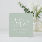 Elegante Typografie Sage Bruiloft Save The Date (Staand voorkant)
