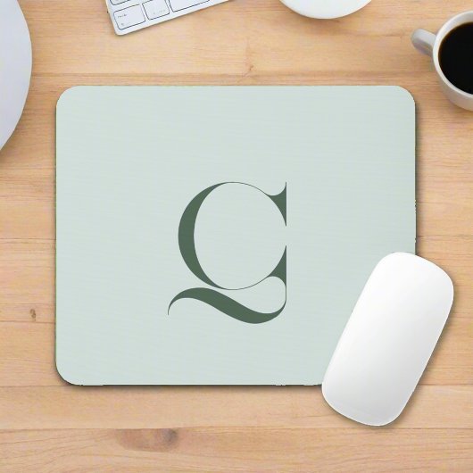 Elegante Typografie Sage Green Monogram Initiaal Muismat