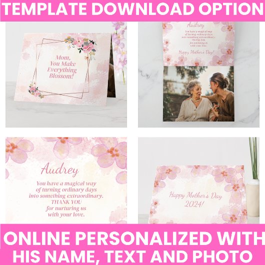 Elegante Typografie Schattigee Bloemen Keepsake Kaart