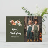 Elegante Typografie Script Happy Thanksgiving Foto Feestdagenkaart (Staand voorkant)