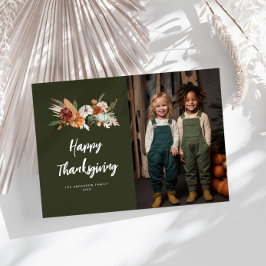 Elegante Typografie Script Happy Thanksgiving Foto Feestdagenkaart