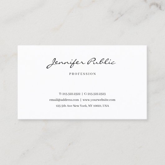 Elegante typografie script moderne minimalistische visitekaartje (Voorkant)