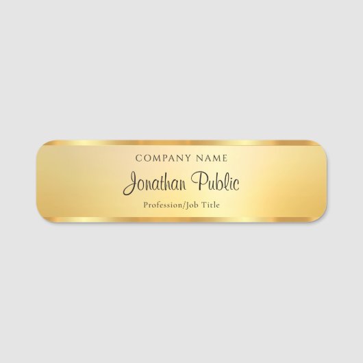 Elegante typografie script sjabloon glamour goud naamplaatje (Voorkant)