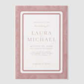 Elegante typografie stoffige roos lijst bruiloft vellum uitnodigingen (Voorkant)