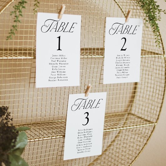 Elegante Typografie Tafelnummer Zitkaart