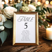 Elegante Typografie Tafelnummer Zitkaart