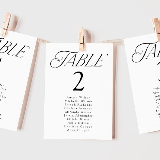 Elegante typografie Tafelnummer zitplaatskaart