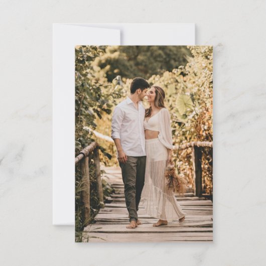 Elegante typografie transparante foto bruiloft save the date (Achterkant)